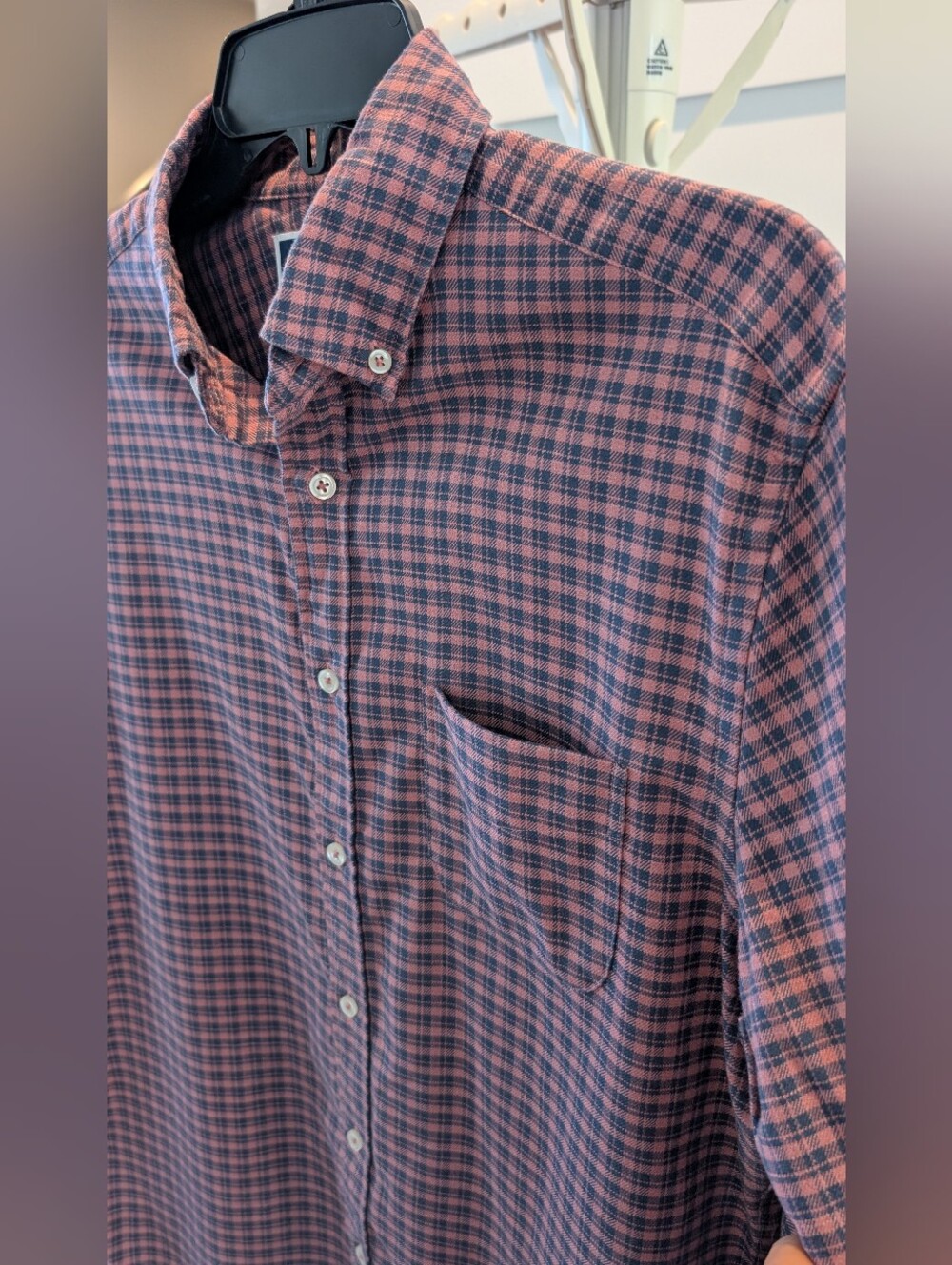 Charles Tyrwhitt Pink and Navy Plaid Slim Fit Non Iron Button Down Shirt
